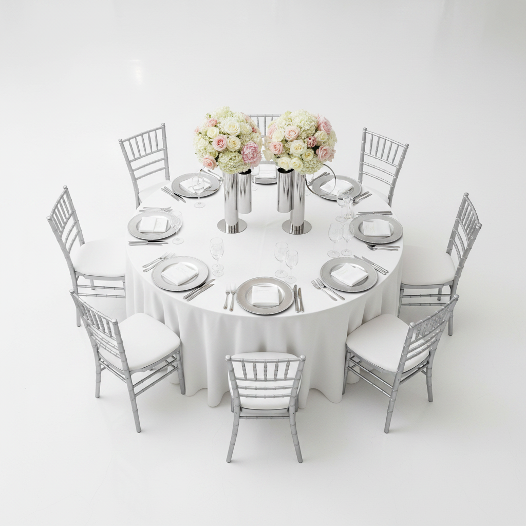 Set of 2 Modern Double Tube Floral Centerpiece Stand - Silver