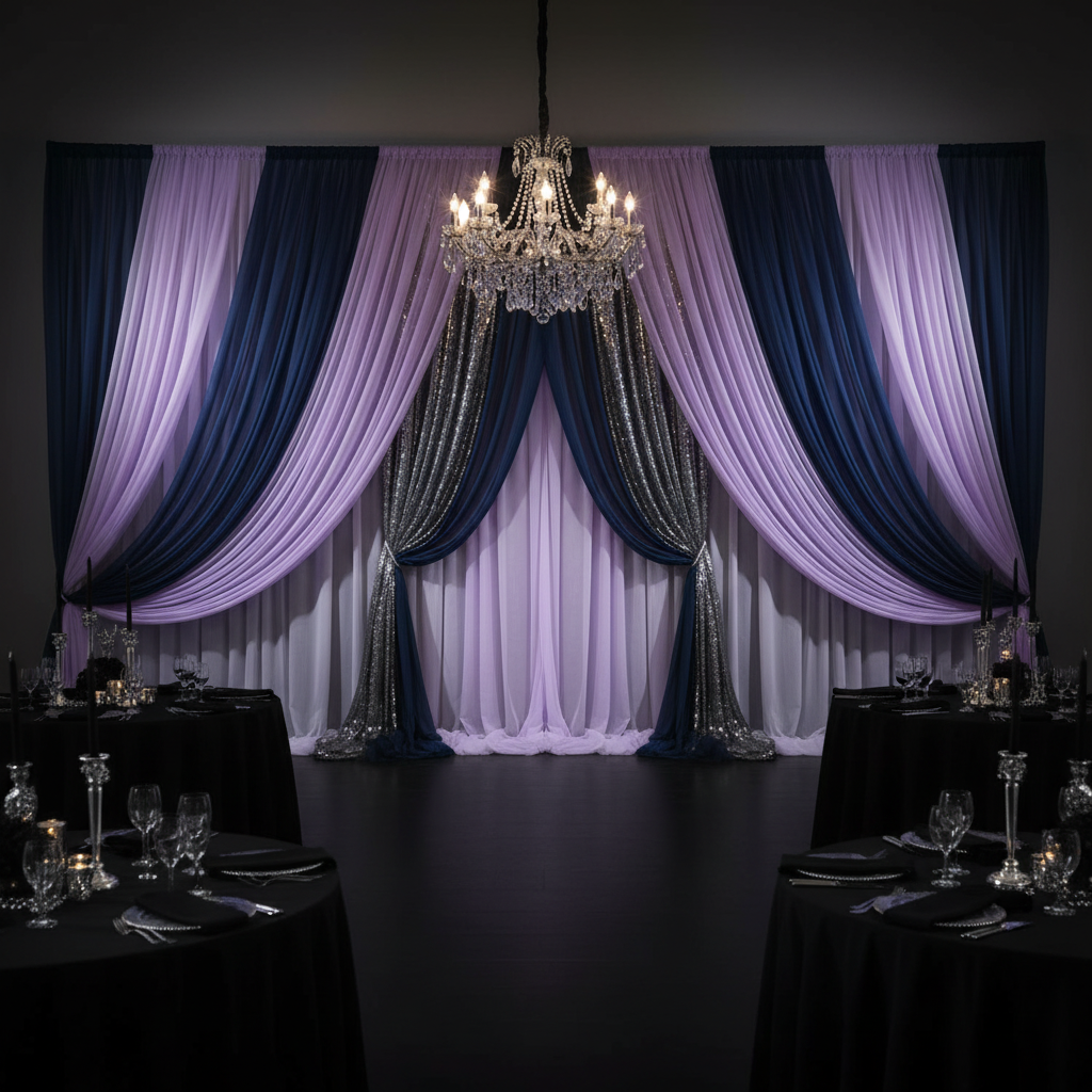 Sheer Voile Flame Retardant (FR) 10ft H x 118" W Drape/Backdrop Curtain Panel - Lavender