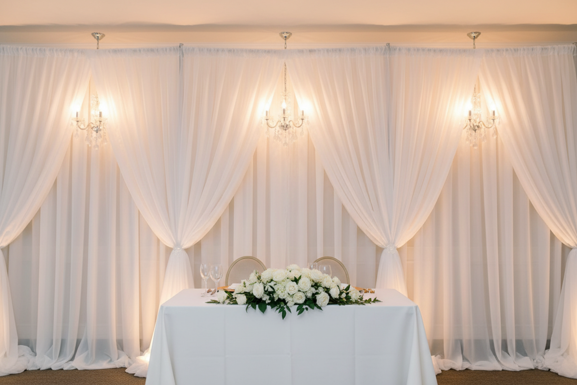 Sheer Voile Flame Retardant (FR) 10ft H x 118 W Drape/Backdrop