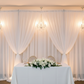 indoor wedding reception with Sheer Voile Flame Retardant (FR) 10ft H x 118" W Drape/Backdrop Curtain Panel - White
