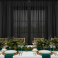 Sheer Voile Flame Retardant (FR) 12ft H x 118" W Drape/Backdrop Curtain Panel - Black | uprights | bases | crossbars |