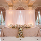 Sheer Voile Flame Retardant (FR) 14ft H x 118" W Drape/Backdrop Curtain Panel - Blush/Rose Gold for indoor wedding reception