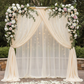 Sheer Voile Flame Retardant (FR) 14ft H x 118" W Drape/Backdrop Curtain Panel - Champagne | uprights | bases | crossbar |