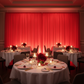 valentine's romantic dinner with Sheer Voile Flame Retardant (FR) 14ft H x 118" W Drape/Backdrop Curtain Panel - Red