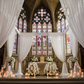 cathedral ceremony with Sheer Voile Flame Retardant (FR) 8ft H x 118" W Drape/Backdrop Curtain Panel - White