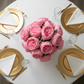 Silk Artificial Peony Flower Bush Bundle - Light Pink on white table setting | gold charger plate | white napkin | wine goblets