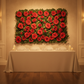Silk Greenery with Roses Wall Backdrop Panel - Red