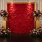 Silk Roses/Hydrangeas Flower Wall Backdrop Panel - Red