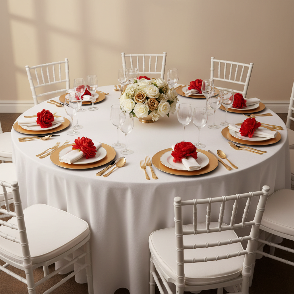 Silk Peony Flower Napkin Ring Holder (10 Count) - Red