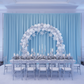 winter wonderland birthday mockup with Spandex 4-way Stretch Backdrop Drape Curtain 16ft H x 60" W - Baby Blue