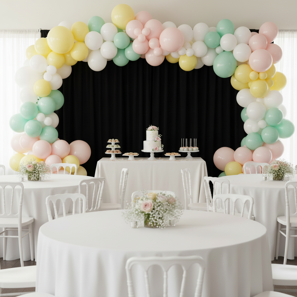 baby shower backdrop with Spandex 4-way Stretch Backdrop Drape Curtain 16ft H x 60" W - Black