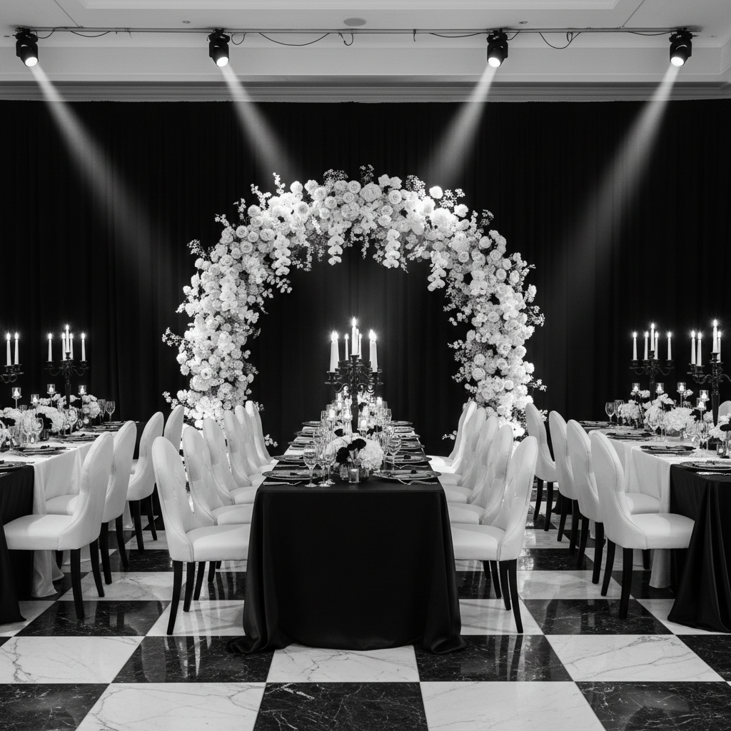 wedding dinner anniversary with Spandex 4-way Stretch Backdrop Drape Curtain 16ft H x 60" W - Black