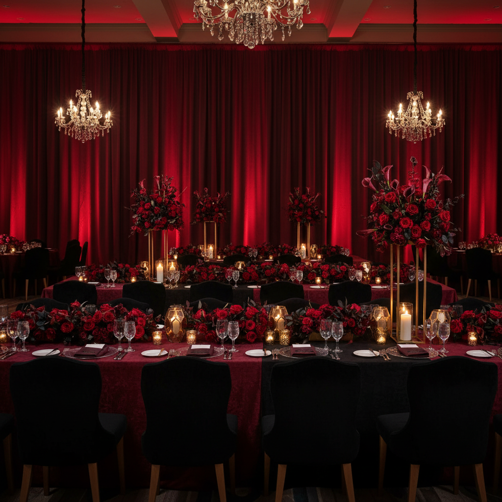 dark glamour gala with Spandex 4-way Stretch Backdrop Drape Curtain 16ft H x 60" W - Burgundy