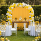 garden birthday setup with Spandex 4-way Stretch Backdrop Drape Curtain 16ft H x 60" W - Canary Yellow