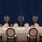 simple dinner setup with Spandex 4-way Stretch Backdrop Drape Curtain 16ft H x 60" W - Navy Blue