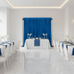 minimalist banquet dinner setup with Spandex 4-way Stretch Backdrop Drape Curtain 16ft H x 60" W - Royal Blue