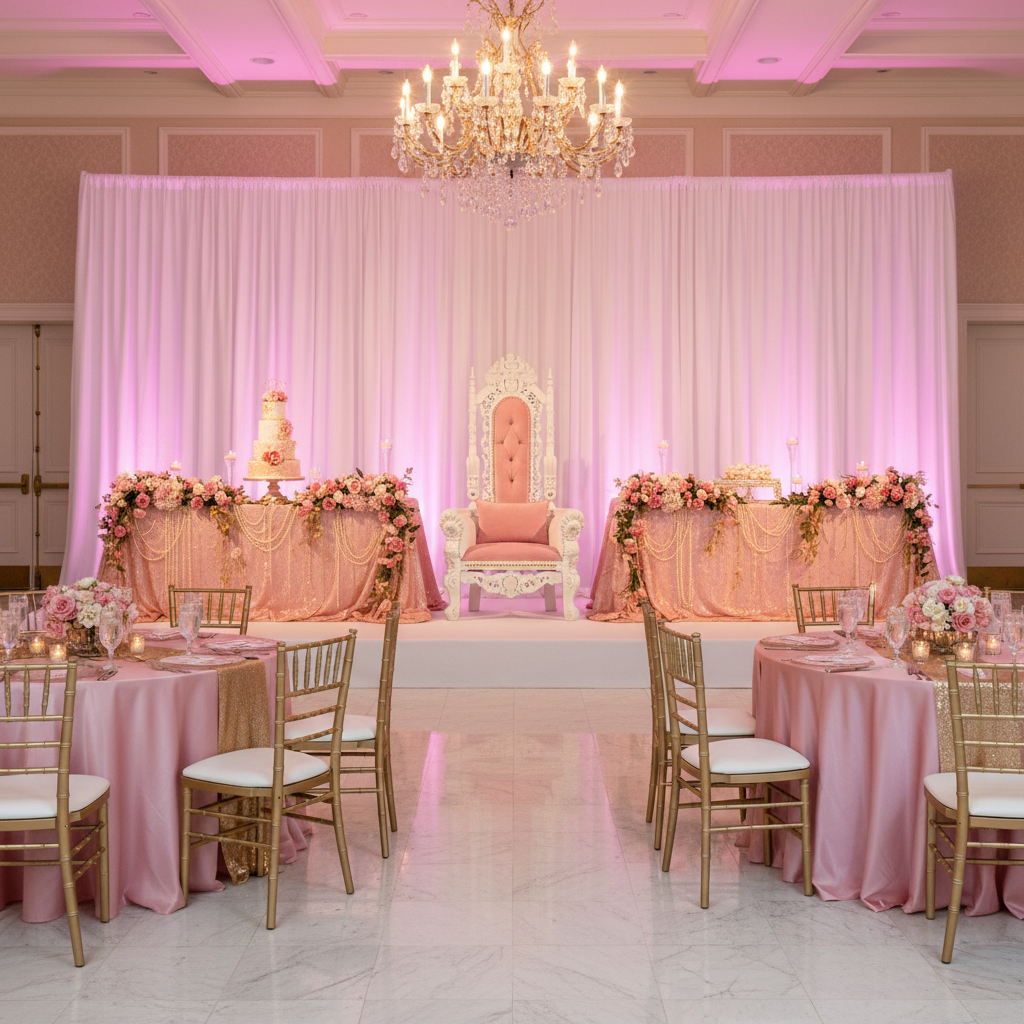 quinceañera with Spandex 4-way Stretch Backdrop Drape Curtain 16ft H x 60" W - White