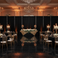 black and gold grand ballroom reception with Spandex 4-way Stretch Backdrop Drape Curtain 18ft H x 60" W - Black