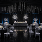 black and silver winter wonderland reception with Spandex 4-way Stretch Backdrop Drape Curtain 18ft H x 60" W - Black