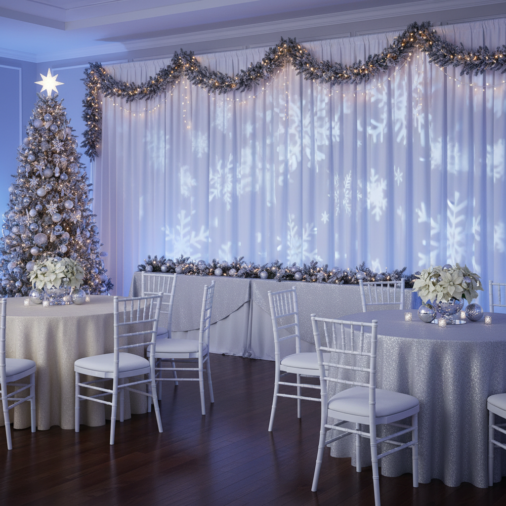 winter wonderland party with Spandex 4-way Stretch Backdrop Drape Curtain 18ft H x 60" W - Ivory
