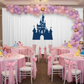 disney princess kids birthday party with Spandex 4-way Stretch Backdrop Drape Curtain 18ft H x 60" W - White
