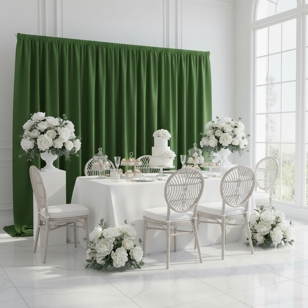 Spandex 4-way Stretch Backdrop Drape Curtain 18ft H x 60" W - Willow Green for bridal shower brunch reception