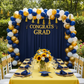 graduation celebration with Spandex 4-way Stretch Backdrop Drape Curtain 20ft H x 60" W - Navy Blue