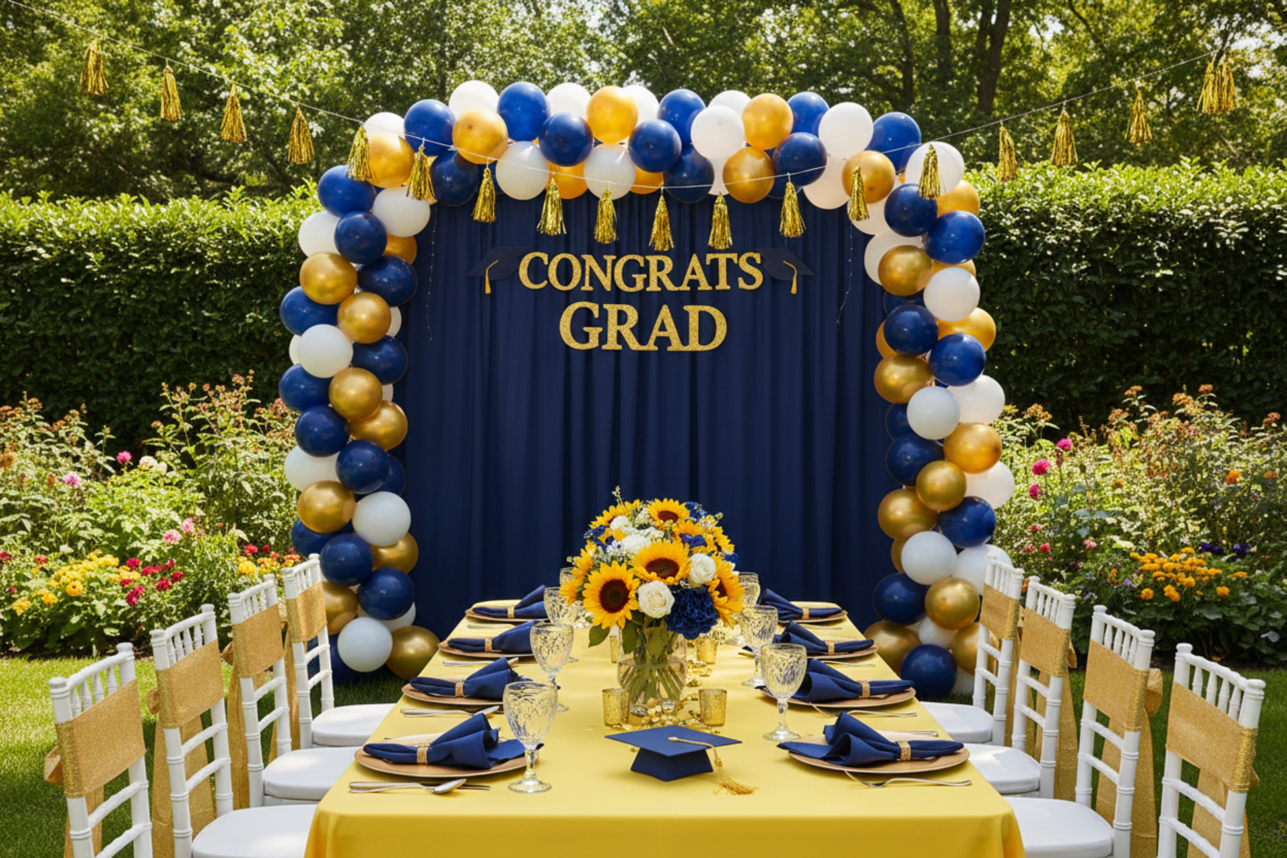 graduation celebration with Spandex 4-way Stretch Backdrop Drape Curtain 20ft H x 60" W - Navy Blue
