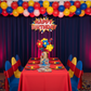 kids birthday celebration superhero theme with Spandex 4-way Stretch Backdrop Drape Curtain 20ft H x 60" W - Navy Blue
