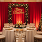 christmas indoor setup with Spandex 4-way Stretch Backdrop Drape Curtain 20ft H x 60" W - Red