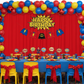 kids birthday party setup with Spandex 4-way Stretch Backdrop Drape Curtain 20ft H x 60" W - Red