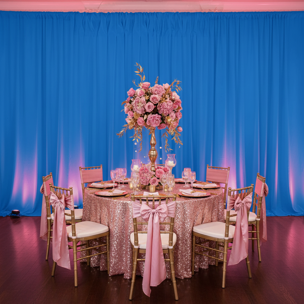 Spandex 4-way Stretch Backdrop Drape Curtain 14ft H x 60" W - Azure Blue
