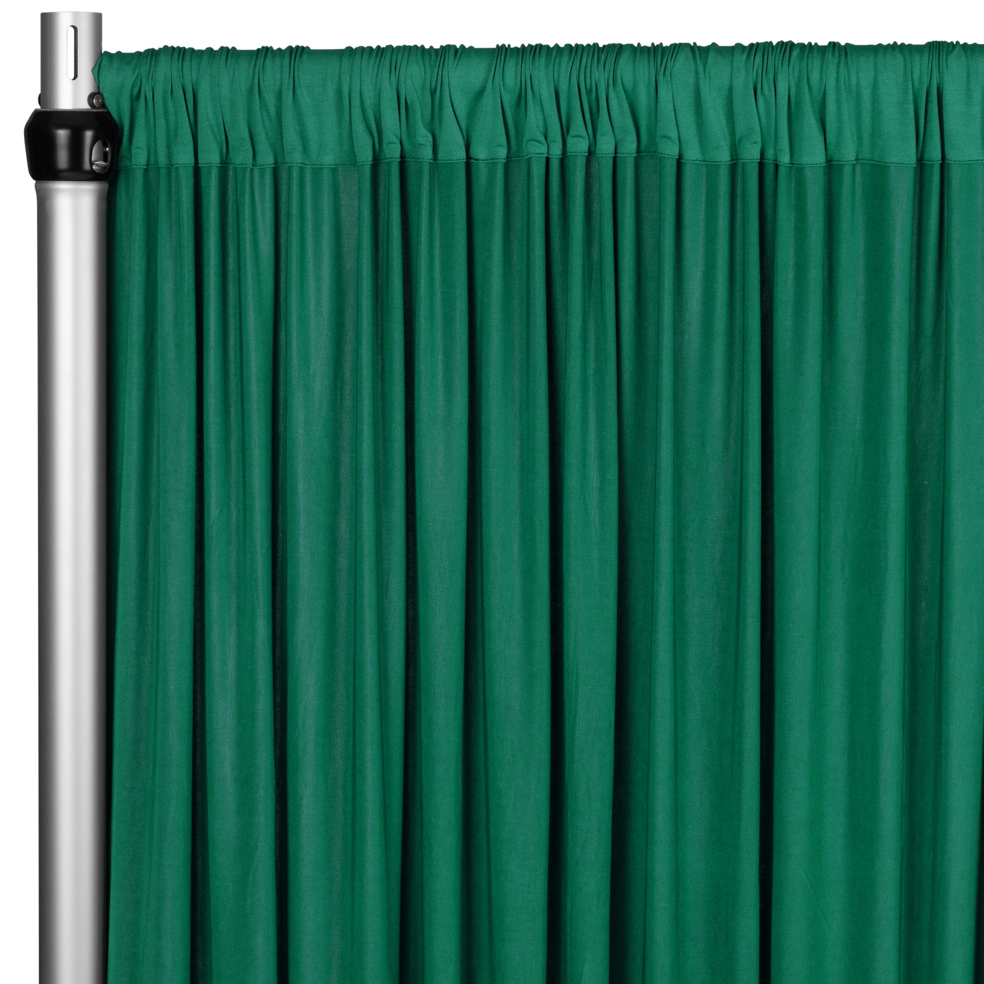 Spandex 4-way Stretch Drape Curtain 10ft H x 118" W Emerald Green corner close up