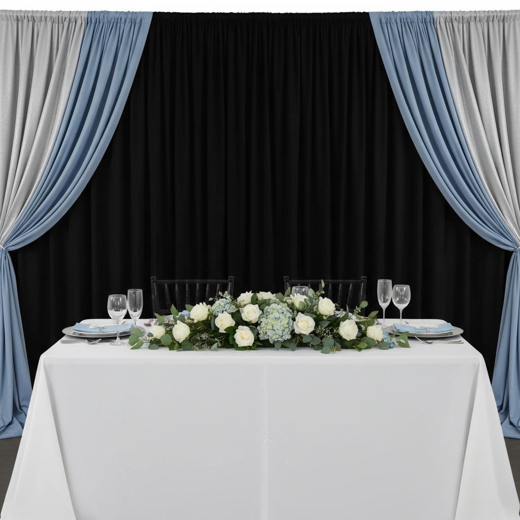 Spandex 4-way Stretch Drape Curtain 12ft H x 118" W - Black