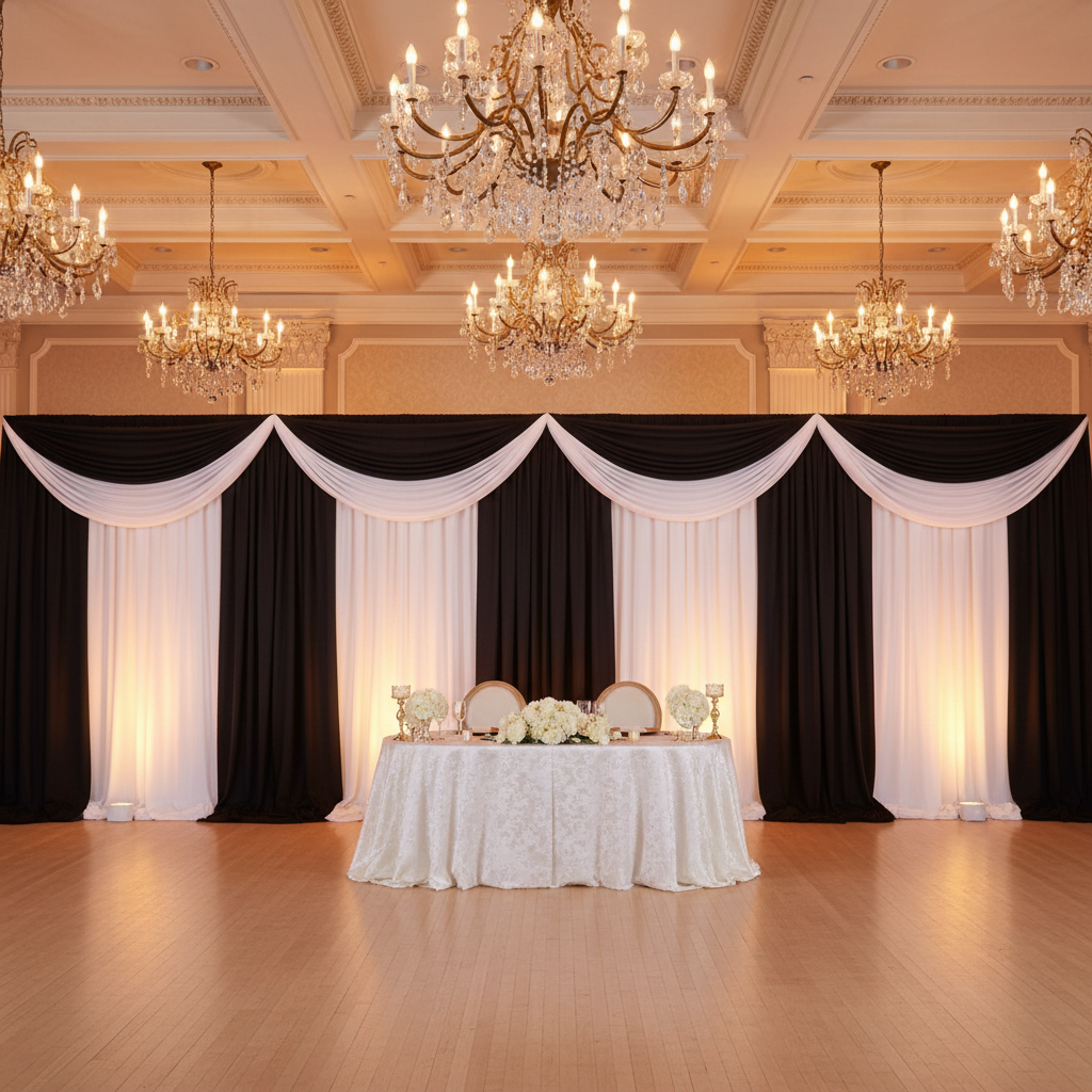 Spandex 4-way Stretch Drape Curtain 12ft H x 118" W - Black