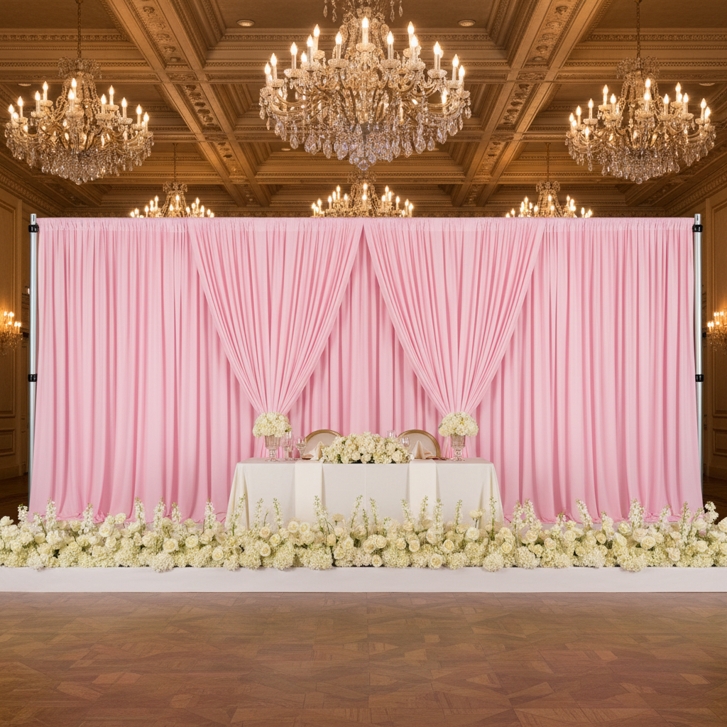 Spandex 4-way Stretch Drape Curtain 12ft H x 118" W - Pink
