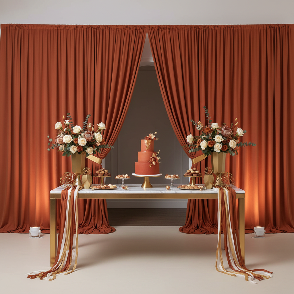 Spandex 4-way Stretch Drape Curtain 12ft H x 60" W - Rust