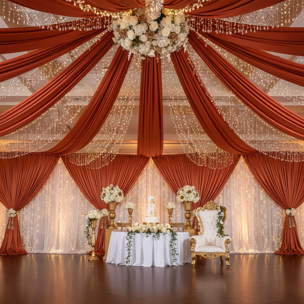 Spandex 4-way Stretch Drape Curtain 12ft H x 60" W - Rust
