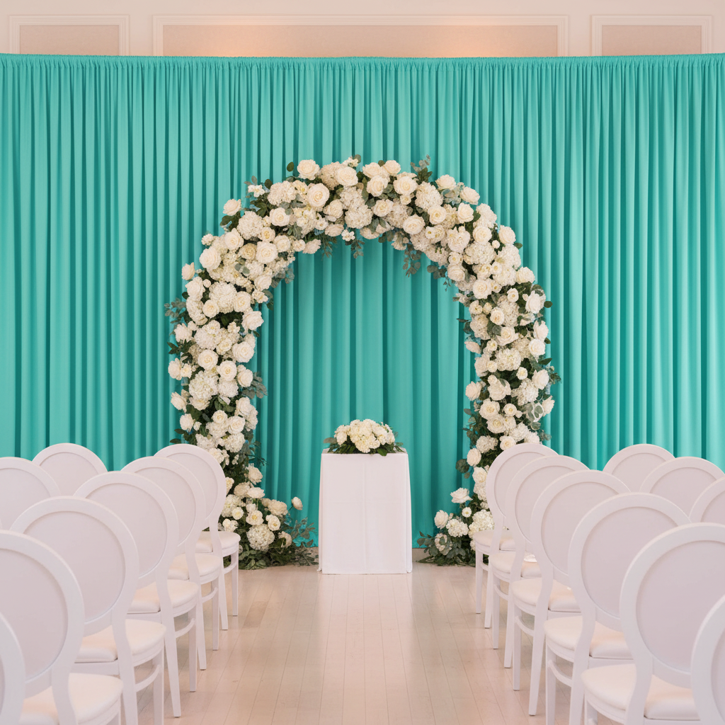 Spandex 4-way Stretch Drape Curtain 12ft H x 60" W - Turquoise | uprights | crossbar | bases |
