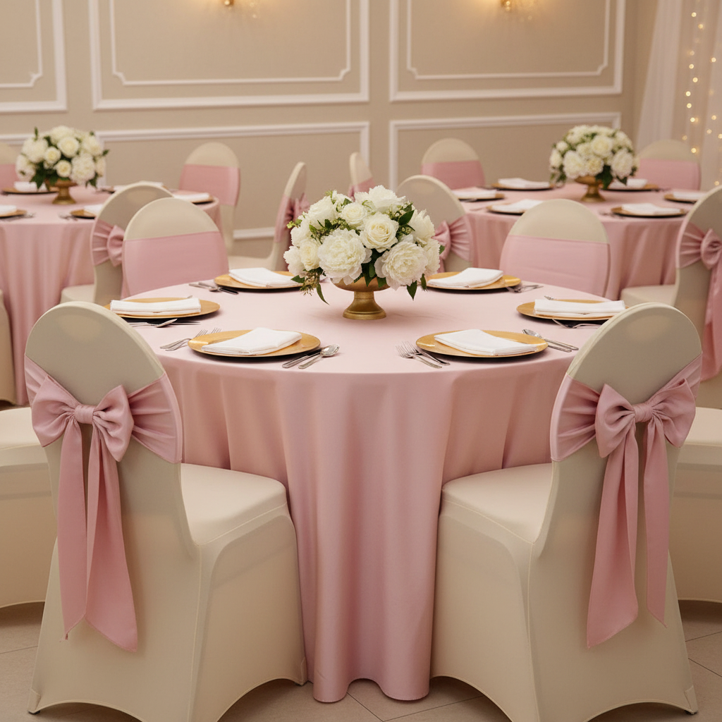 baby shower celebration with Spandex Banquet Chair Cover - Champagne