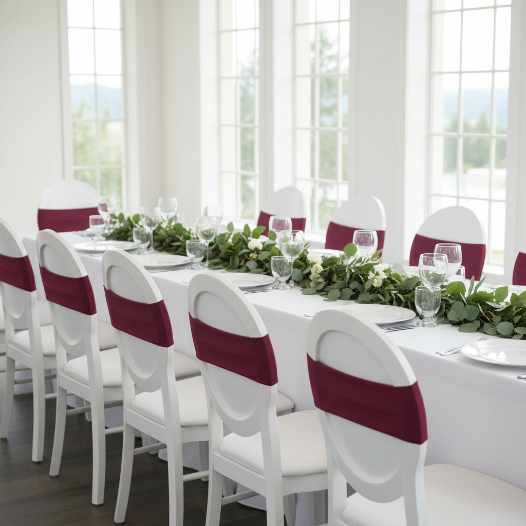 Spandex Chair Band - Burgundy wedding reception