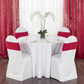 Spandex Chair Band - Red on top of white spandex banquet chair cover for intimate prom reception