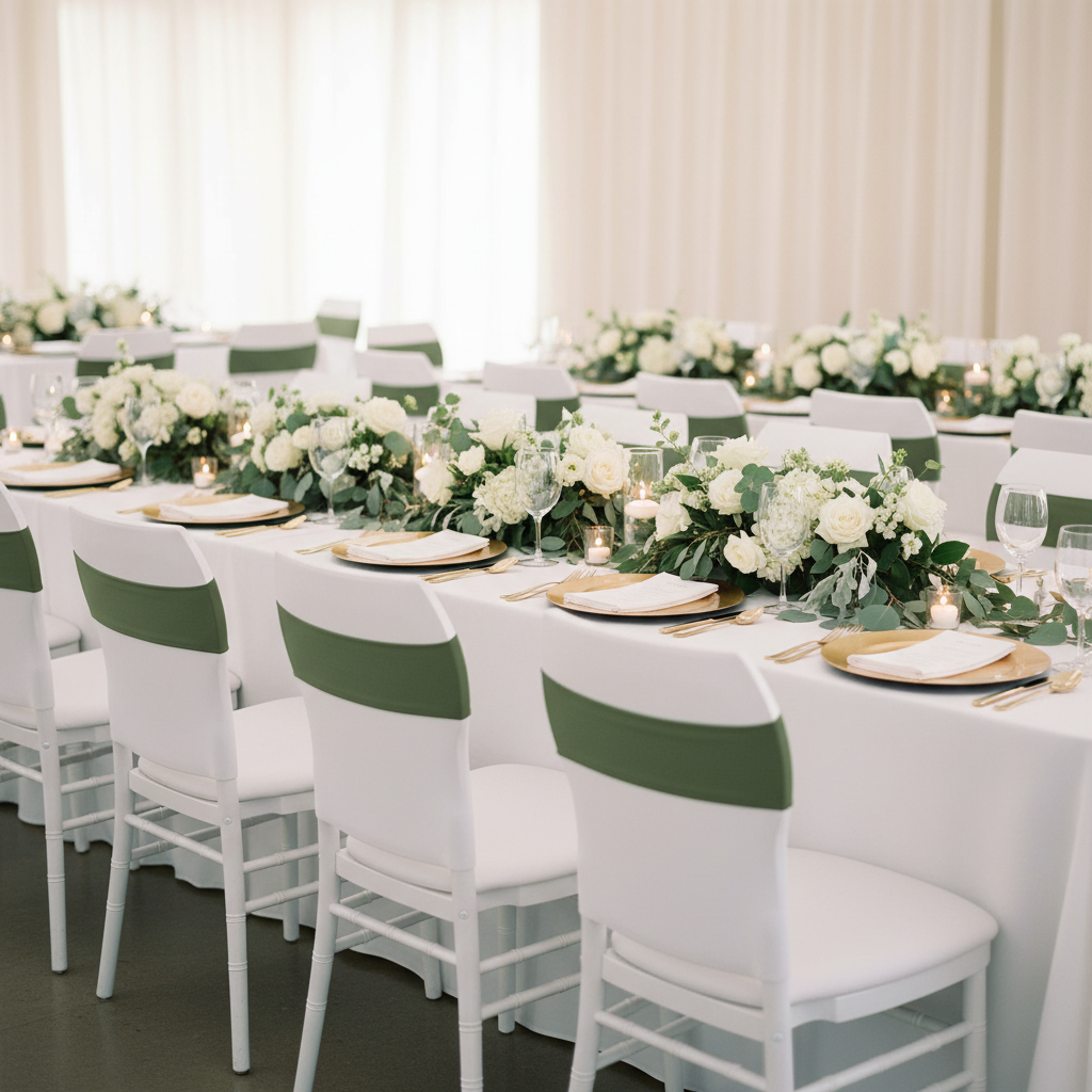 Willow Green Spandex Chair Band - Wedding