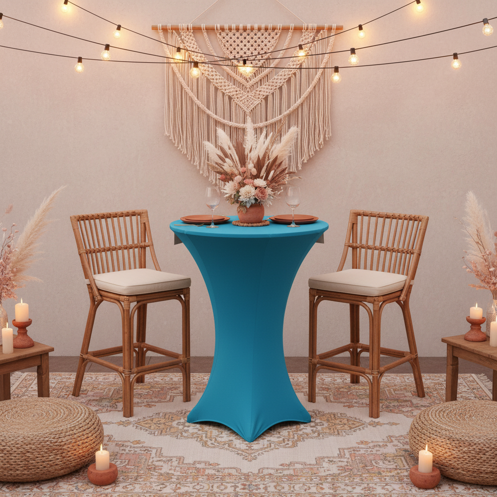 Spandex Cocktail Table Cover 30" Round - Aqua Blue