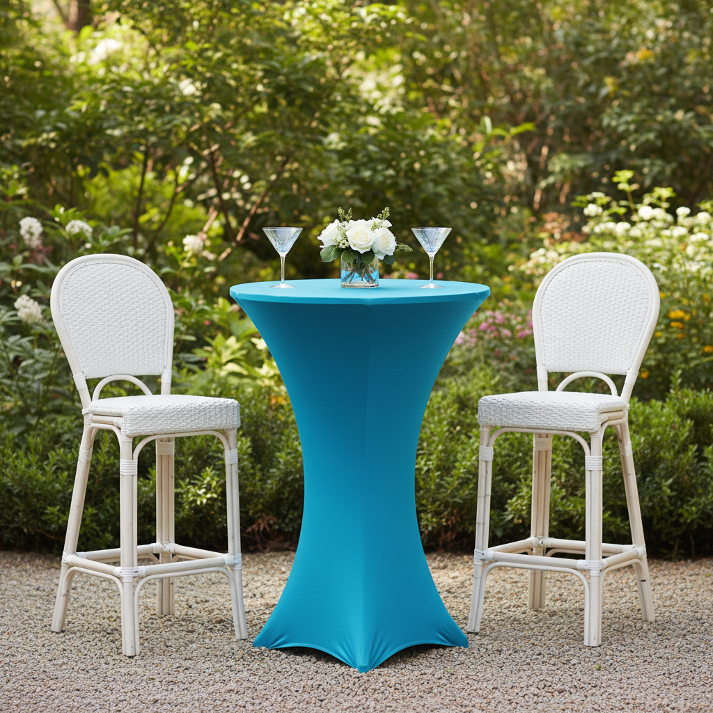 Spandex Cocktail Table Cover 30" Round - Aqua Blue 
