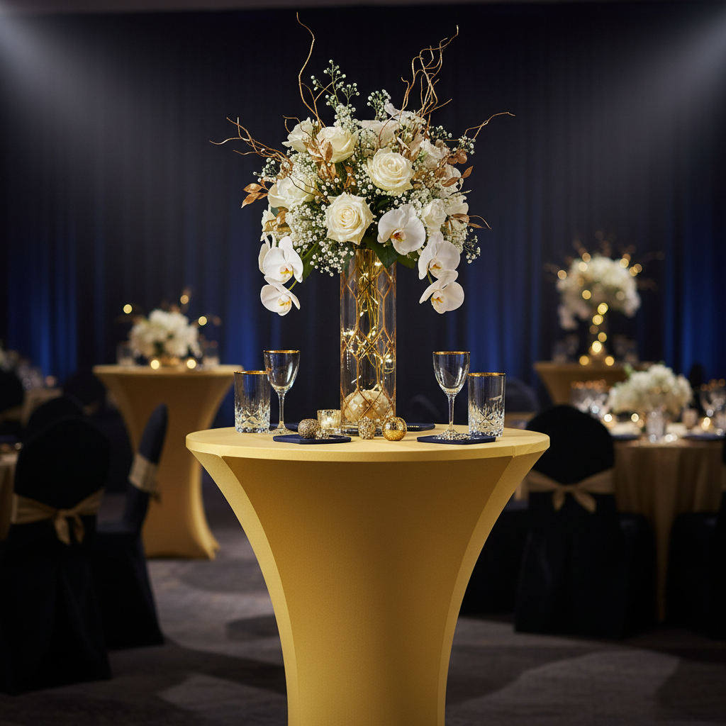 Spandex Cocktail Table Cover 30" Round - Gold