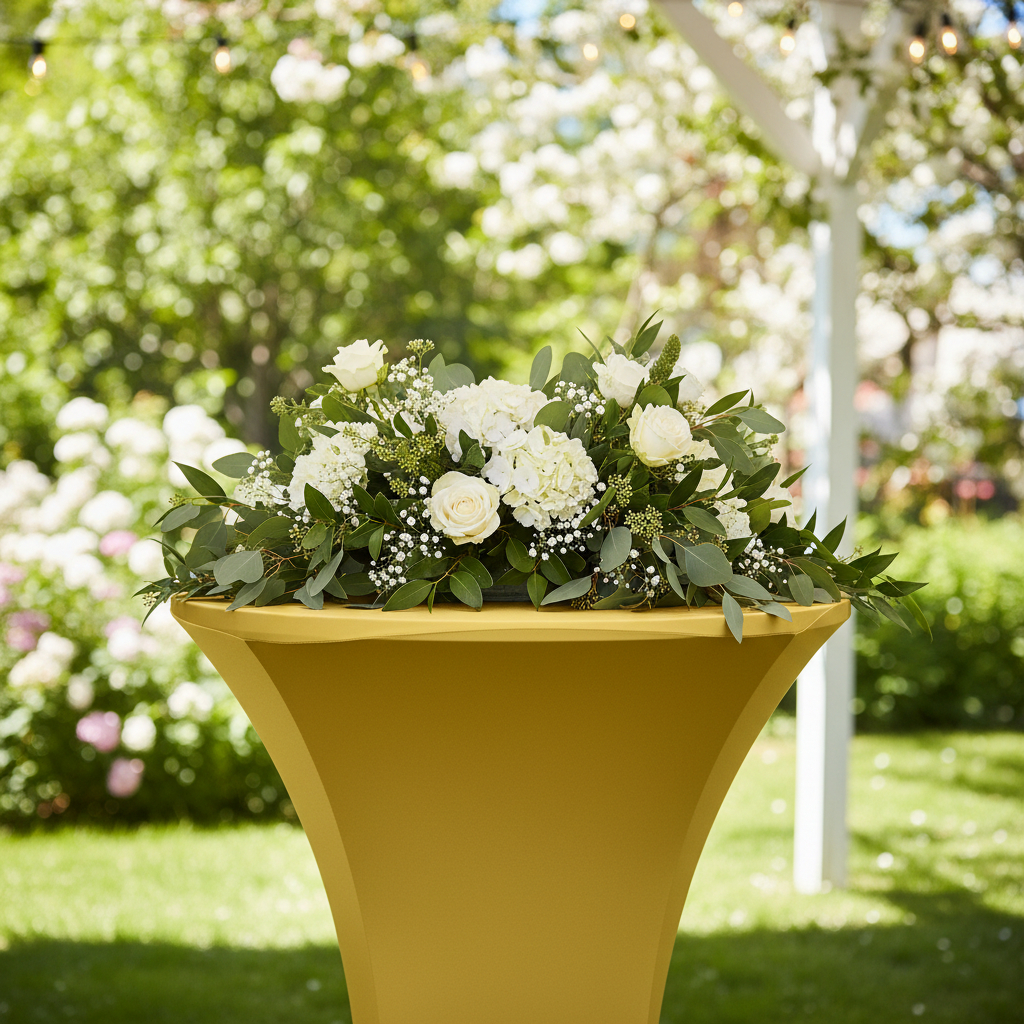 Spandex Cocktail Table Cover 30" Round - Gold