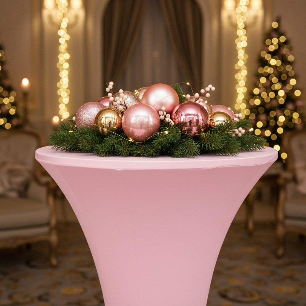 Spandex Cocktail Table Cover 30" Round - Pink detail