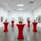 art gallery reception with Spandex Cocktail Table Cover 30" Round - Red