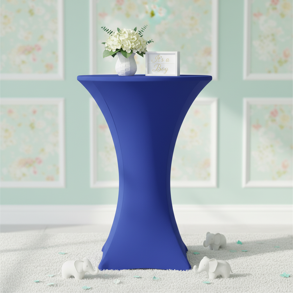 Spandex Cocktail Table Cover 30" Round - Royal Blue | baby shower
